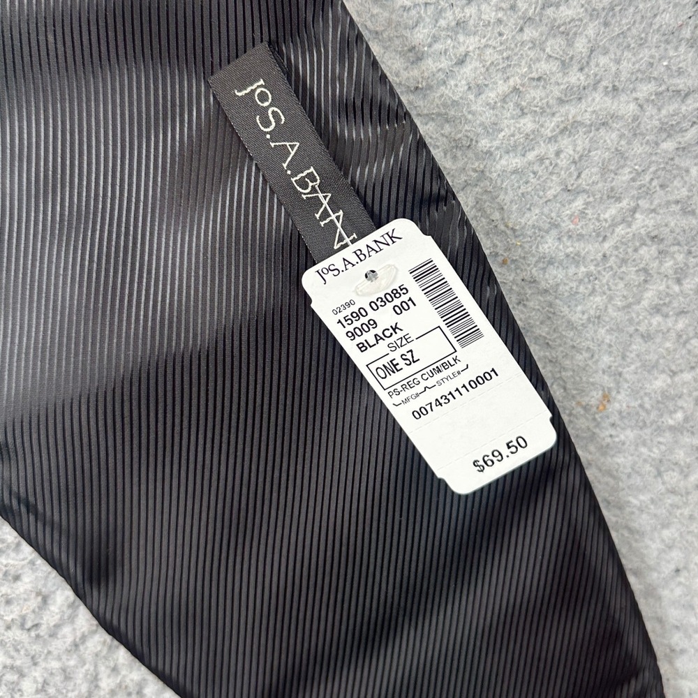 NEW Jos. A. Bank Silk Cummerbund Mens ONE SZ PS-REG CUM/BLK Black Formal Gala